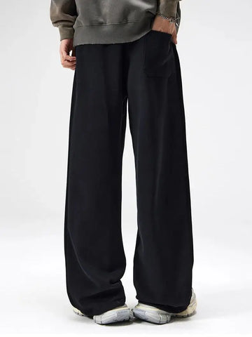 Aidase Cotton Straight Leg Sweatpants Men's Loose Drape Side Stacked Athletic Casual Pants Pleated Soft Breathable Simple Sport aidase-shop